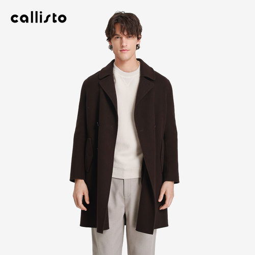 【商场同款】callisto2025冬季新款男士中长款纯羊毛保暖翻领大衣