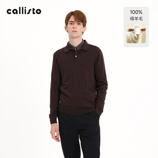 新品 秋季 100%绵羊毛 全羊毛POLO领毛衣 callisto卡利斯特针织衫