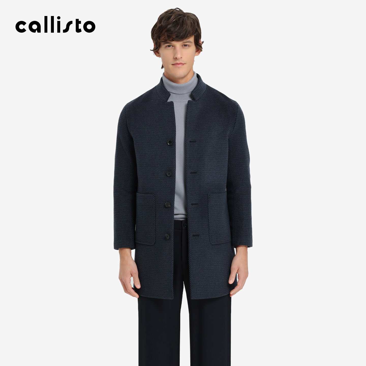 【秋冬焕新】callisto25冬新品男士羊毛羊绒混纺中长款时尚大衣