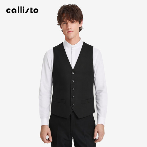 【商场同款】callisto2026春夏新款男士羊毛混纺商务通勤休闲马夹
