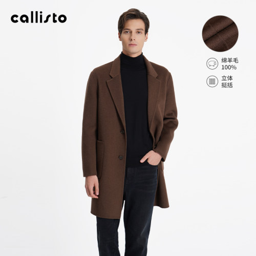 CALLISTO羊毛混纺中长款毛呢大衣
