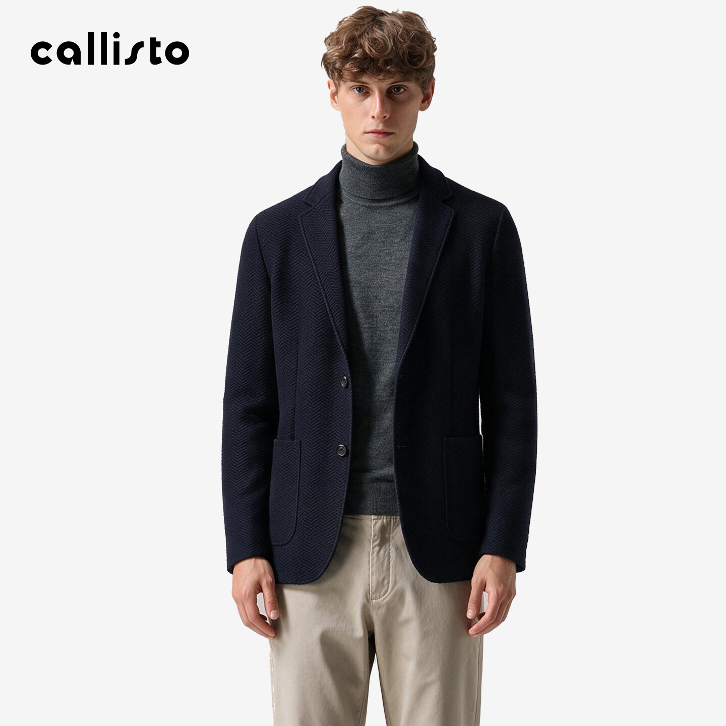 【圈圈纱凹凸几何纹理】callisto商场同款秋冬男时尚休闲西服单西