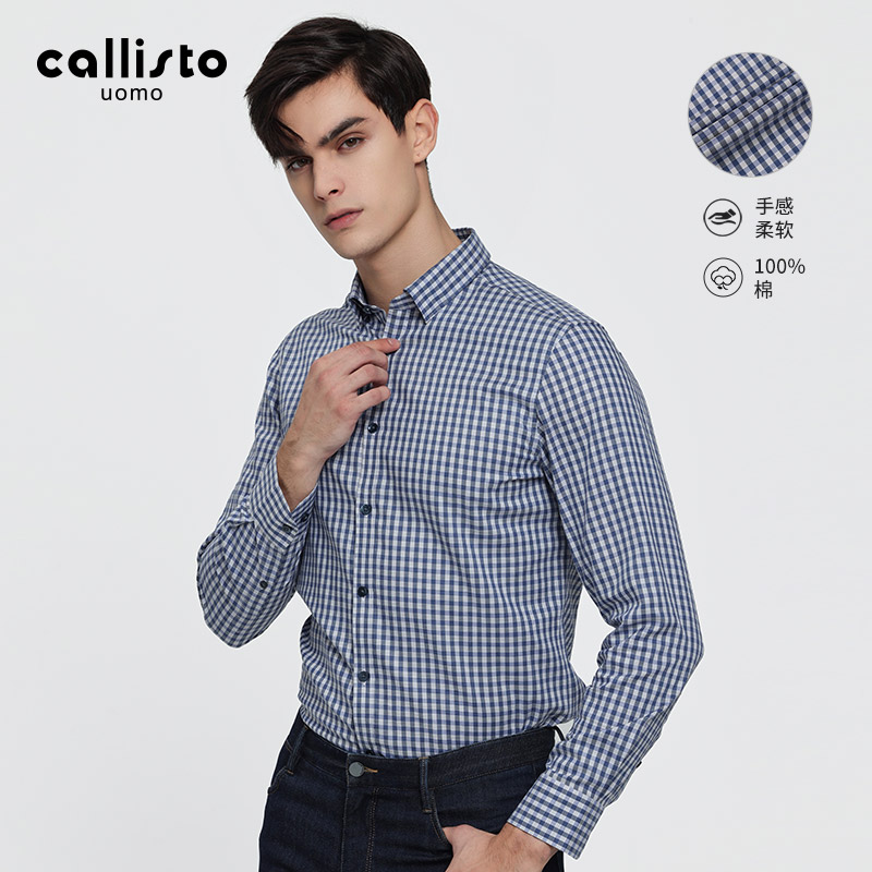 callisto长袖休闲衬衫易打理纯棉