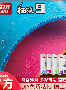 红双喜狂飙9乒乓球拍胶皮乒乓球套胶蓝海绵彩色狂飚9狂飙3反胶8九