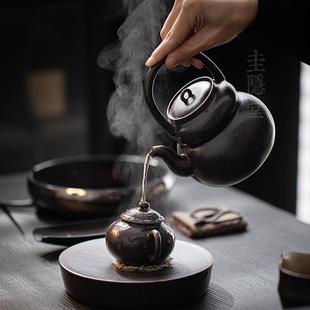 手工葫芦粗陶窑变泡茶壶家用复古提梁壶单壶陶壶烧水煮茶壶