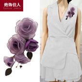 胸花胸针女高档轻盈大气质绢纱中国古风优雅百搭别针时尚 新配饰品