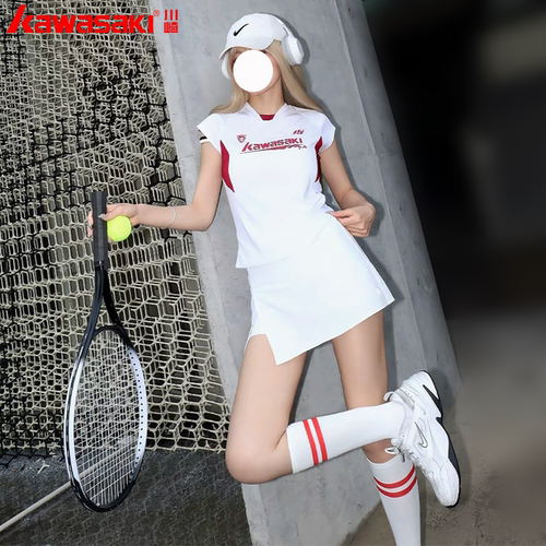 Kawasaki川崎飞天羽毛球服美式复古网球裙高颜值运动T恤短裙透气
