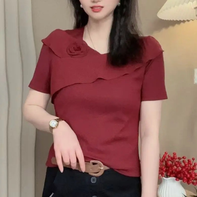 春季新款时尚洋气减龄短袖t恤女