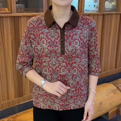 百搭娃娃领减龄显瘦花色洋气长袖