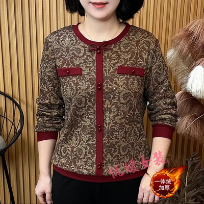 冬季新款时尚蝴蝶结百搭宽松小香风T恤衫显瘦加绒加厚保暖上衣女