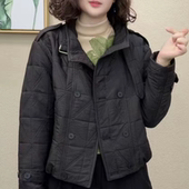 冬季 新款 立领棉服气质百搭显瘦减龄纯色设计感休闲宽松菱格外套