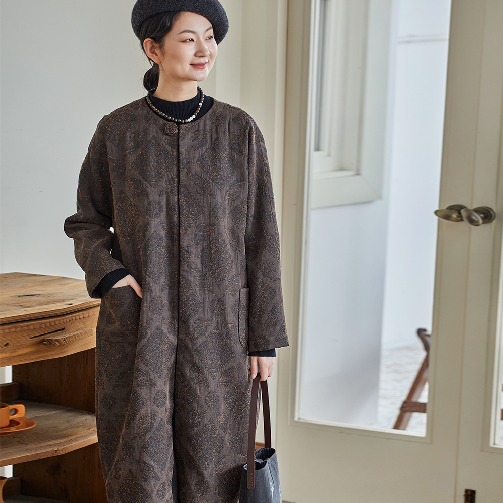 布小匠柞蚕丝香云纱中长款风衣