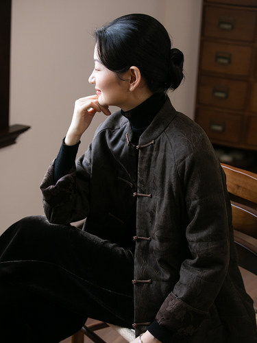 布小匠绢纺香云纱提花棉服