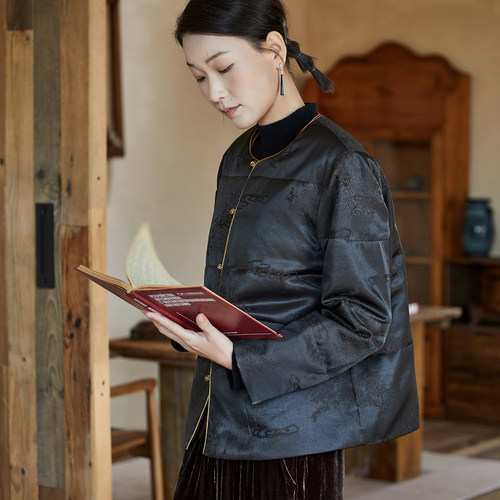 布小匠桑蚕丝提花香云纱女棉服