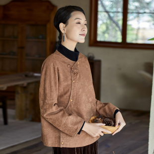 外套 新中式 布小匠原创设计高级棉麻提花圆领上衣女2026新款 春季