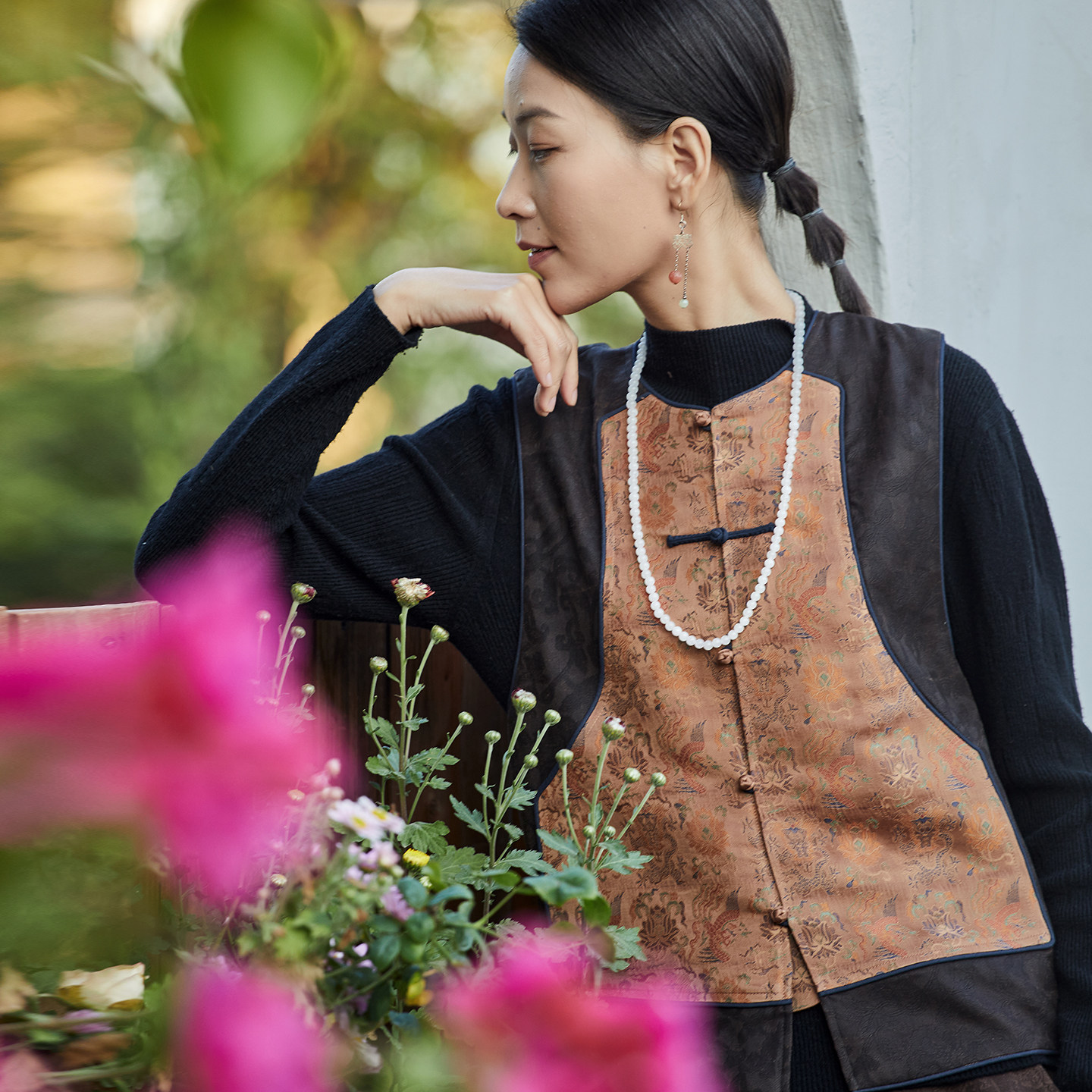 布小匠原创设计桑蚕丝宋锦香云纱拼接马夹女2026新款中式国风马甲,女装/女士精品,马夹,淘宝优惠券,粉丝福利购,淘宝优惠卷