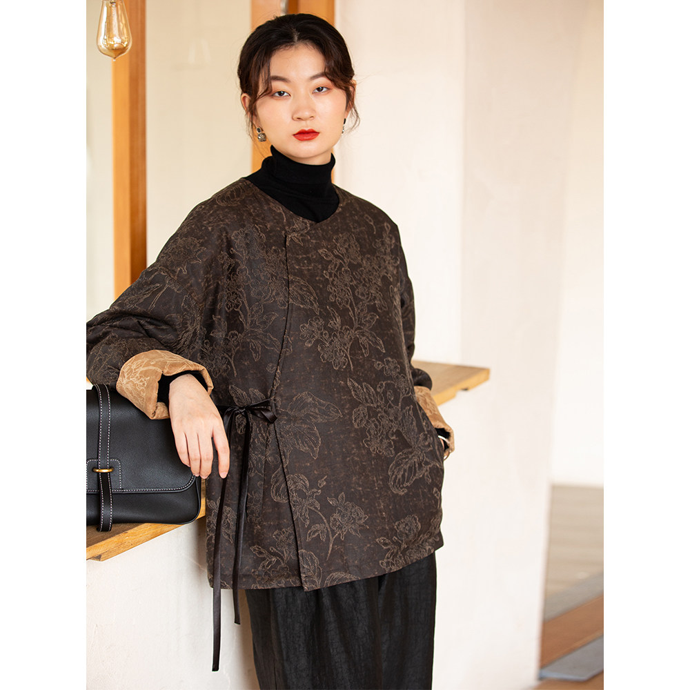 布小匠原创真丝桑蚕丝复古短款外套女高端新款新中式香云纱棉服女,女装/女士精品,棉衣/棉服,淘宝优惠券,粉丝福利购,淘宝优惠卷