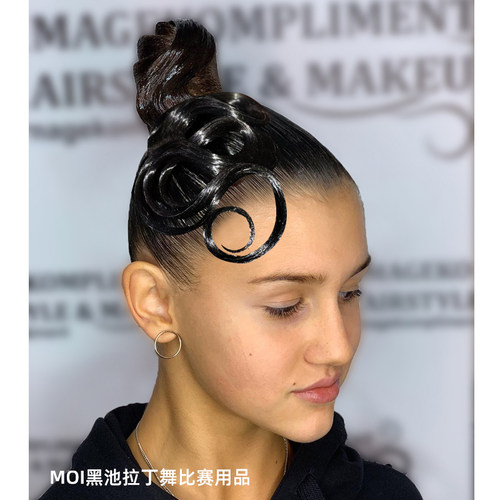 2026拉丁舞头饰成人少儿国标舞比赛造型摩登舞演出发饰CBDF假发片