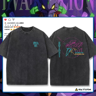 eva联名复古水洗做旧短袖男女