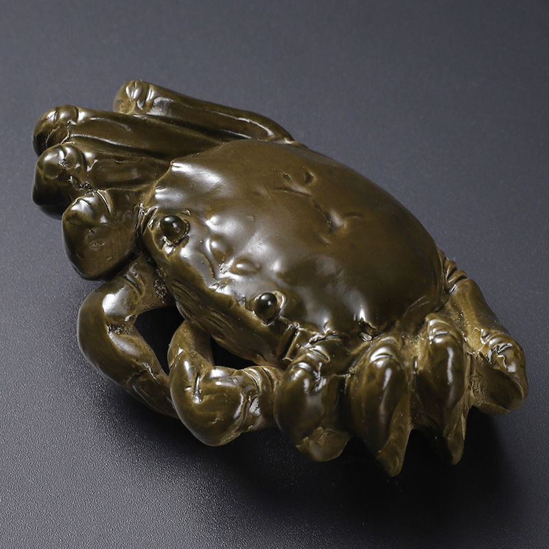 宜兴紫砂茶宠可养变色大闸蟹螃蟹茶玩手工招财八方来财茶宠摆件