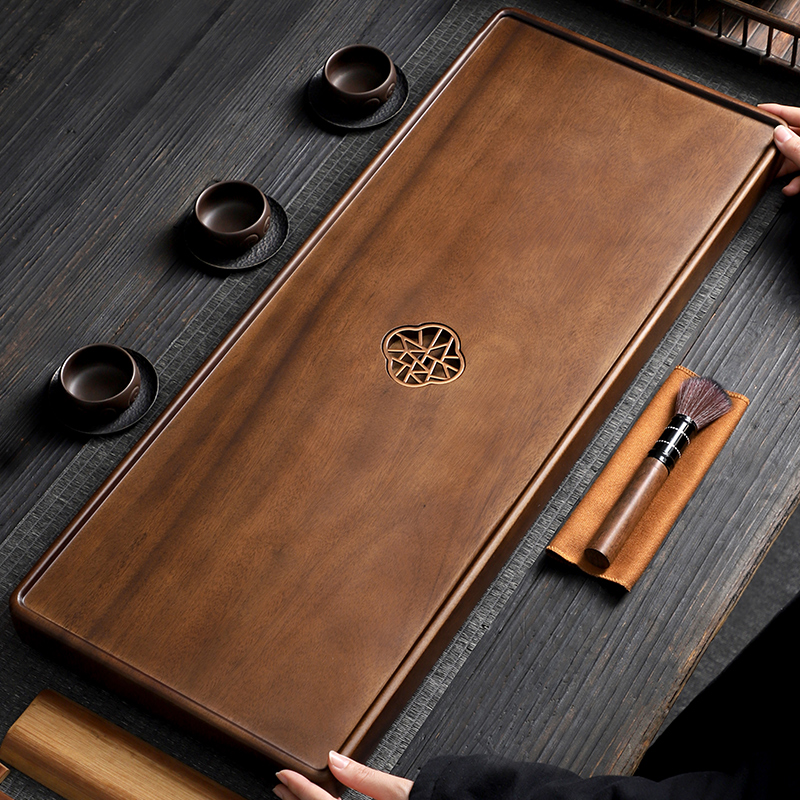 陶福气 整块胡桃木原木茶盘家用 高档功夫茶具干泡台实木客厅茶台