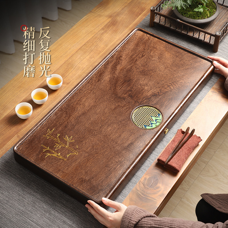 百搭家居客厅家用功夫茶具泡茶台排水式胡桃木实木茶盘茶海茶托盘