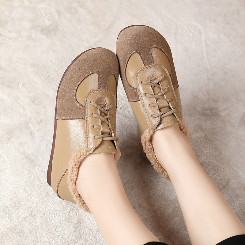 羊羔毛毛鞋平底德训鞋女2025新款真皮休闲运动棉鞋大码加绒阿甘鞋,女鞋,德训鞋,淘宝优惠券,粉丝福利购,淘宝优惠卷