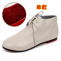 2026 Summer New style fleece leather shoes, genuine leather flat casual shoes, mom shoes, oversized women's shoes, 41-43 ankle boots for women thumbnail 4