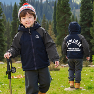 儿童棉服冬季加厚男童冲锋衣夹棉外套中小童宝宝棉袄帅气2025新款