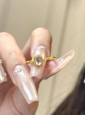 新中式冰透质感蛋面戒指高级感指环女个性百搭饰品活口古风开口戒