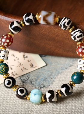 招财纳福藏式虎牙天珠多宝手串