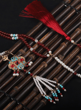 蝴蝶璎珞项链旗袍长款流苏背云