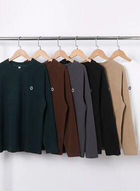 刚需！人手一件！亲肤德绒面料！春秋款插肩袖长袖T恤纯色打底衫