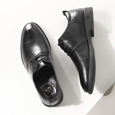 牛皮革立体花纹真皮商务正装皮鞋