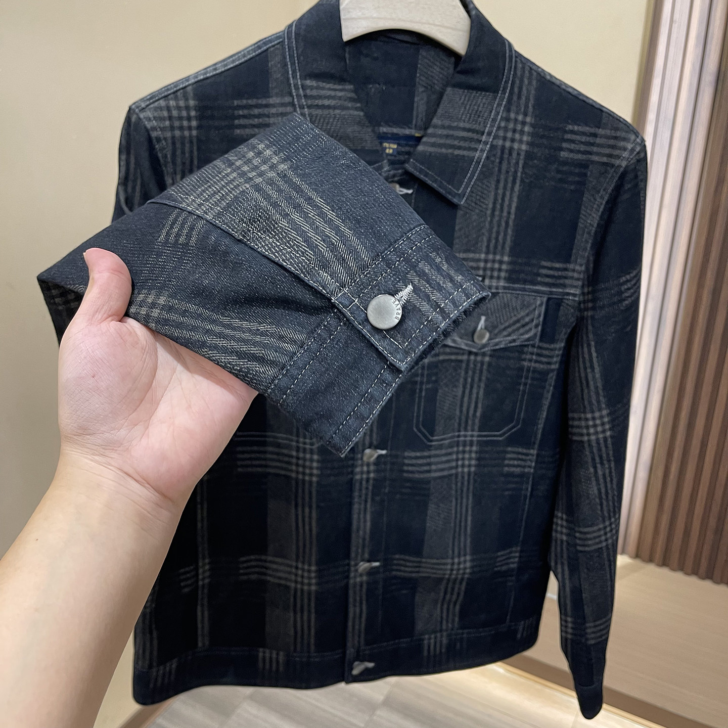 H系！工装牛仔外套！气质款帅气！秋季休闲格纹天丝棉翻领夹克男,男装,夹克,淘宝优惠券,粉丝福利购,淘宝优惠卷