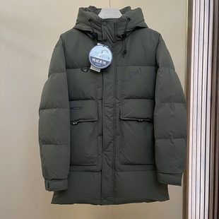 加厚连帽羽绒服男装 肌理软面中长款 外套冬 90鸭绒 近215克充绒