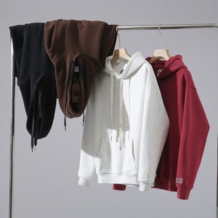 紧密厚实!重磅奥粒绒加厚保暖连帽卫衣冬季纯色休闲防风帽衫外套