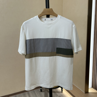 三色拼接 T恤衫 夏季 亲肤纯棉圆领白色短袖 青年男士 好棉好工艺