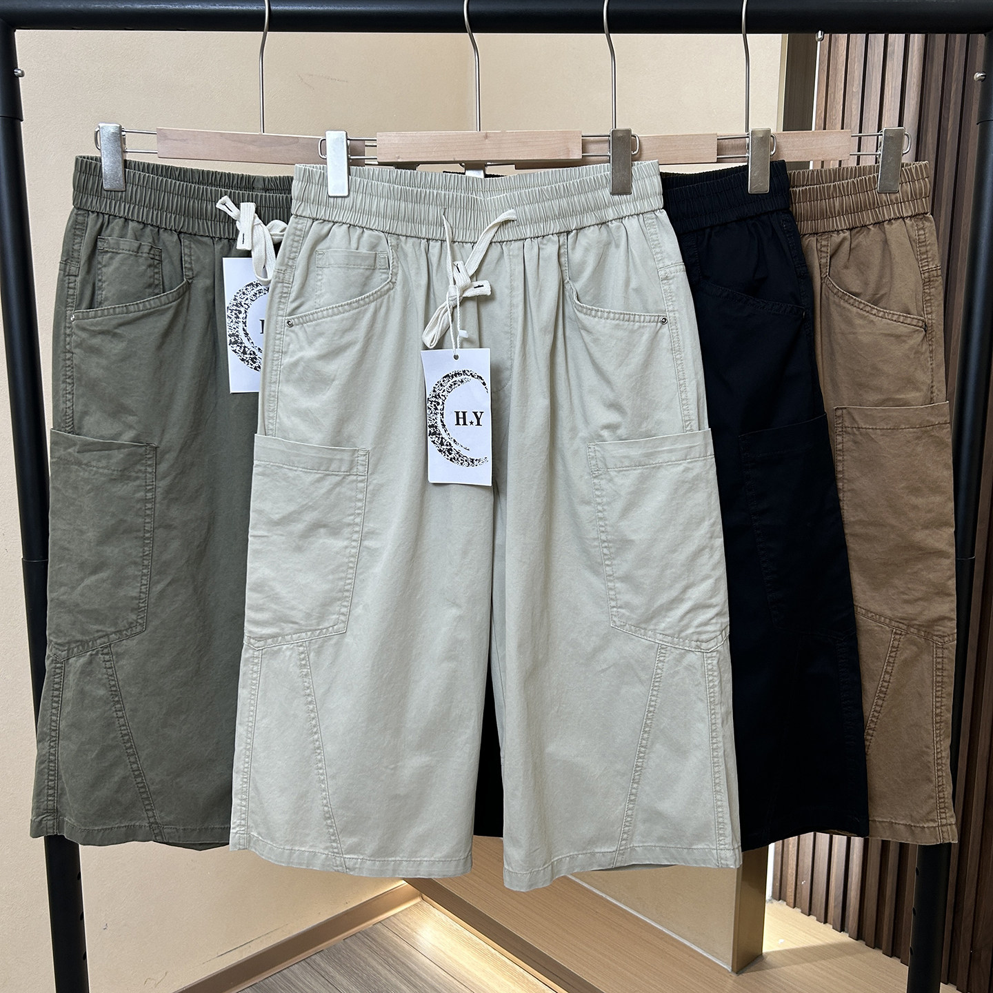 纯棉工装七分裤男夏季宽松休闲图片