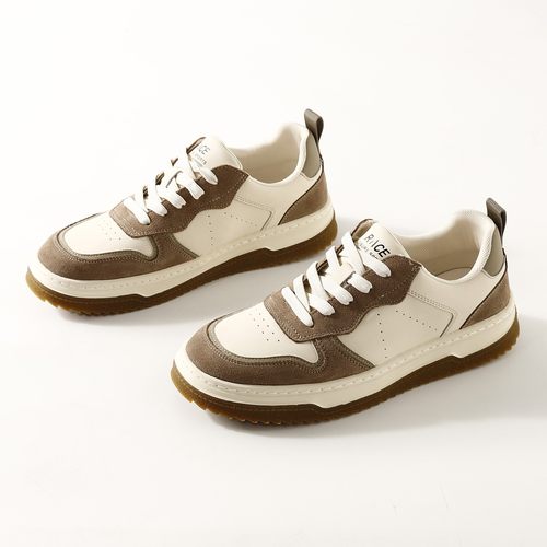 秋季男士撞色拼接质感PU休闲板鞋