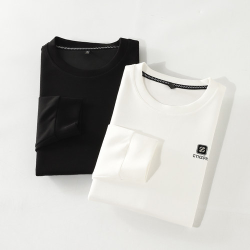 烫钻字母垂顺弹力套头圆领卫衣男