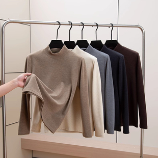 抗起球！双面磨毛阳离子保暖打底衫男秋冬半高领内搭德绒长袖体恤