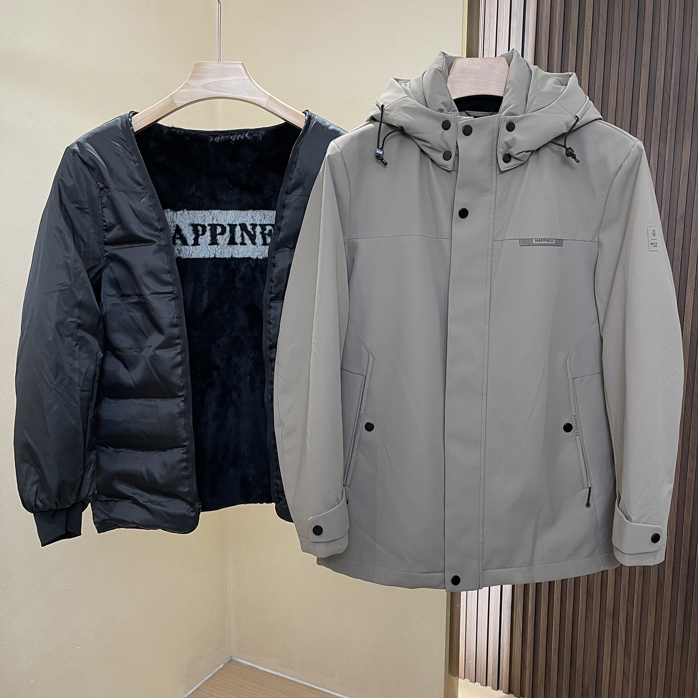 兔毛鸭绒内胆一衣二穿商务羽绒服