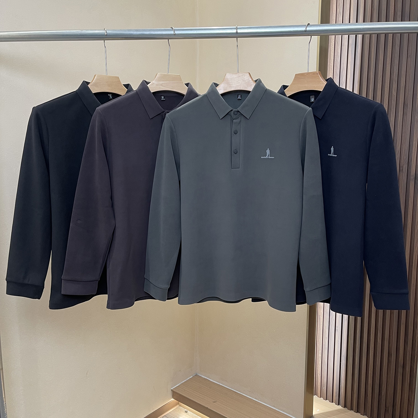 绵羊毛细磨毛加厚长袖POLO打底衫