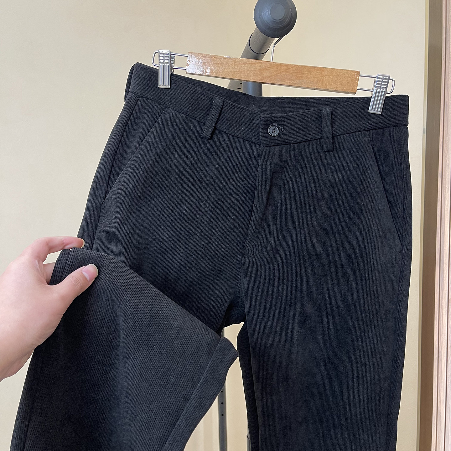 加绒保暖灯芯绒直筒裤冬季新品男士商务通勤中老年厚实弹力长裤子