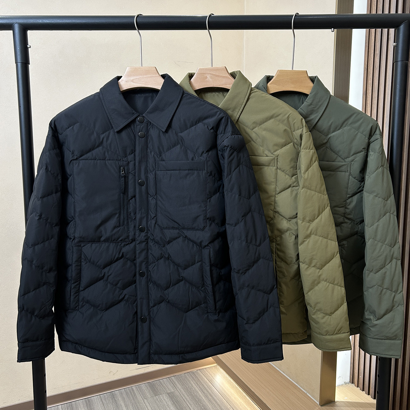 【雅家】90鹅绒!轻暖羽绒服!品牌剪标男士多口袋翻领休闲鹅绒服