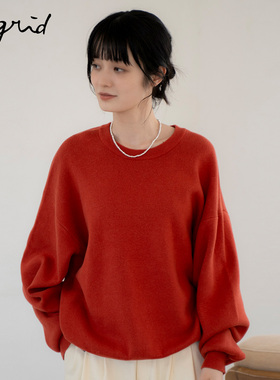 Ungrid25冬季新品日系纯色羊绒混纺蝙蝠袖毛针织衫上衣1125626826