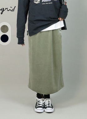 Ungrid2024冬季新品百搭通勤慵懒风丝绒鱼尾长半身裙女1124408900