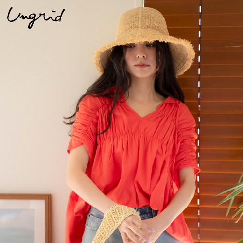 Ungrid日系麻棉抽皱罩衫