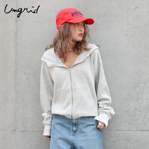 Ungrid下摆束绳华夫格连帽卫衣